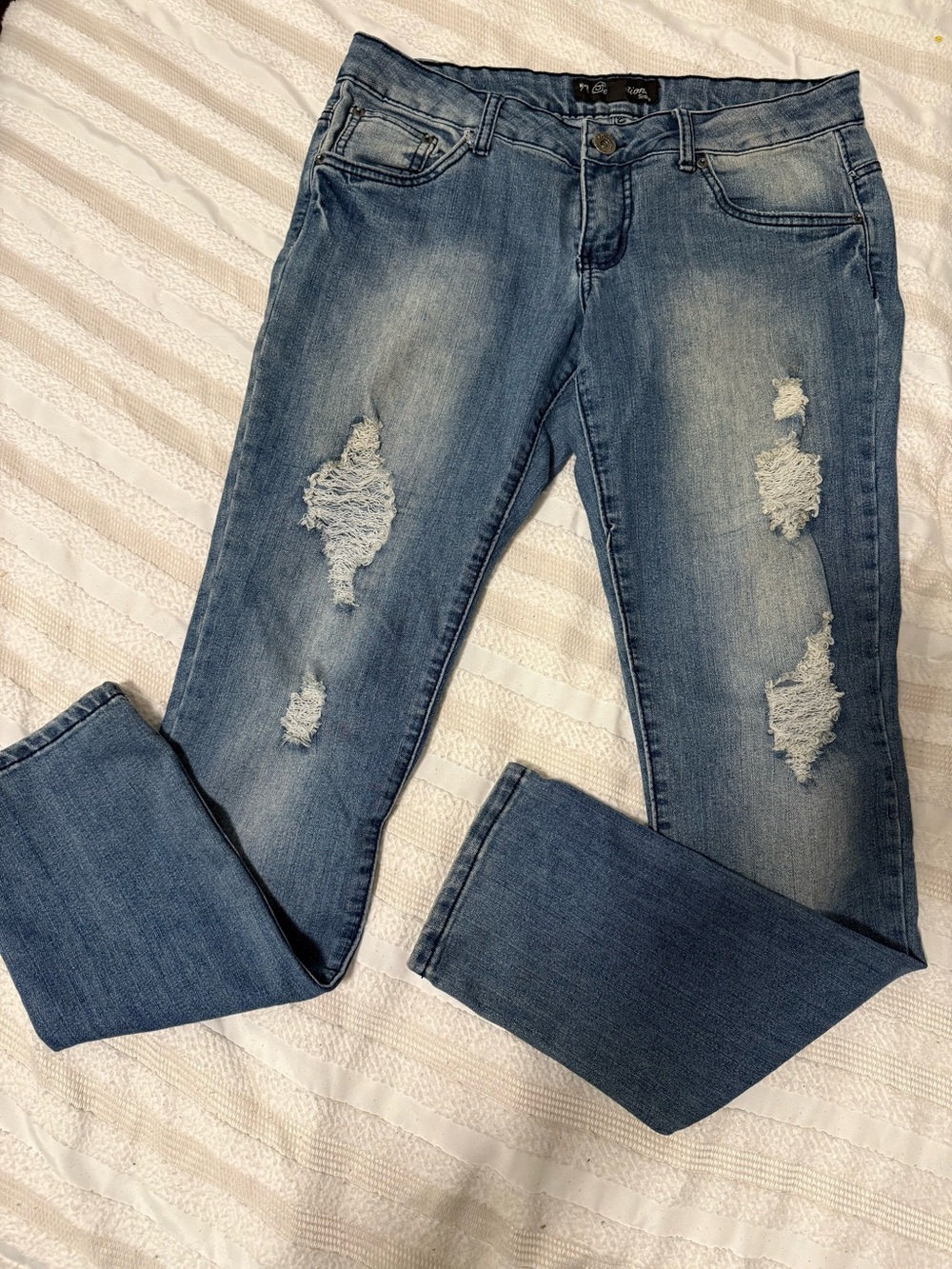 Reductions Distressed Skinny Jeans Tagged Size 13 Stretch Denim